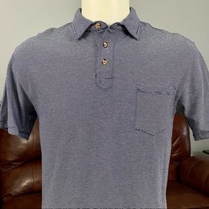 Marine Layer Polo with Pocket Navy White Stripes Medium